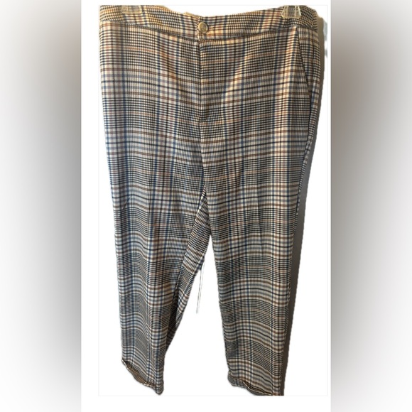 Anthropologie Malcolm Plaid Trousers - brown,blue,pink straight ankle cuffed - Picture 1 of 5